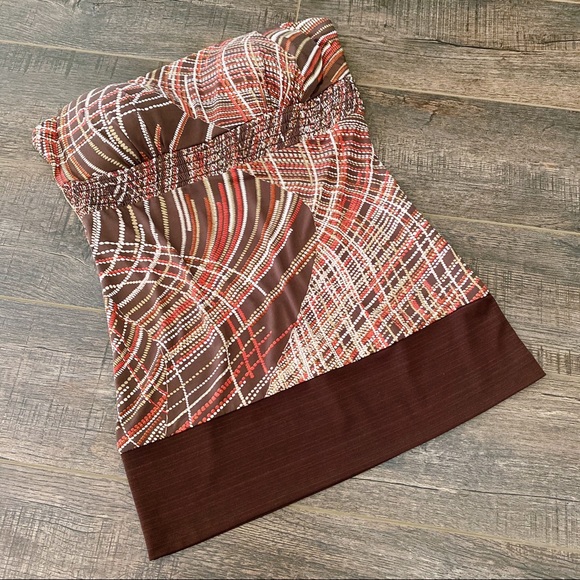 XOXO Size Medium Strapless Stretchy Tube Top 70s Style Pattern Print Sleeveless - Picture 2 of 7